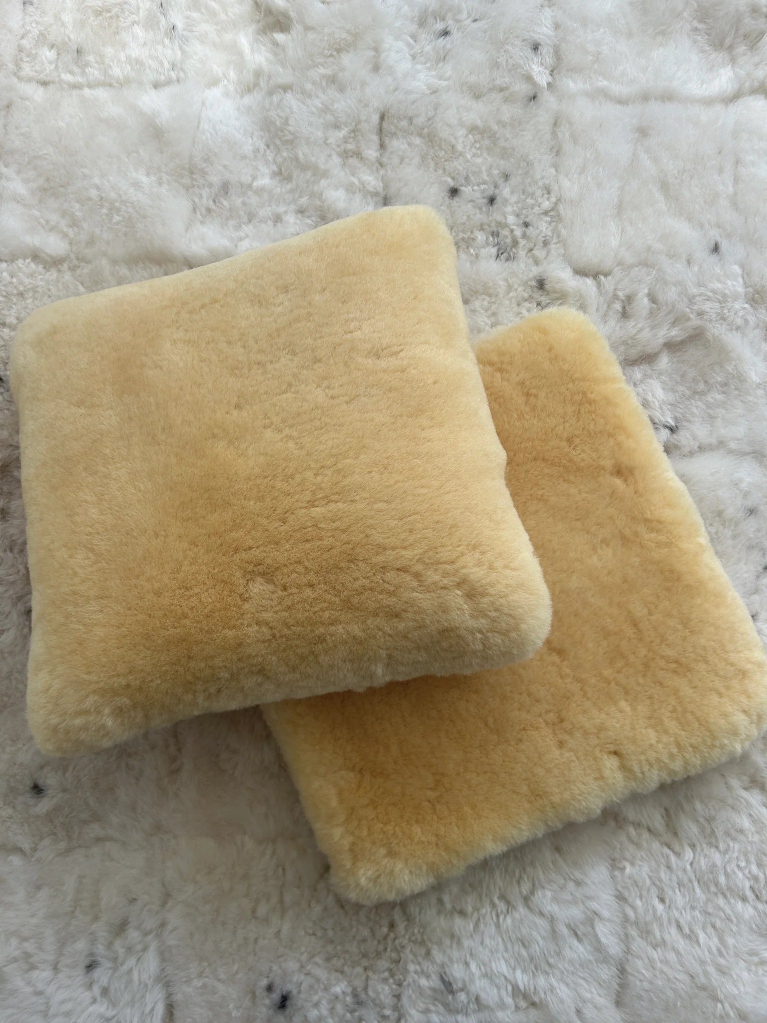 Two yellow double sided medical sheepskin pillowcase