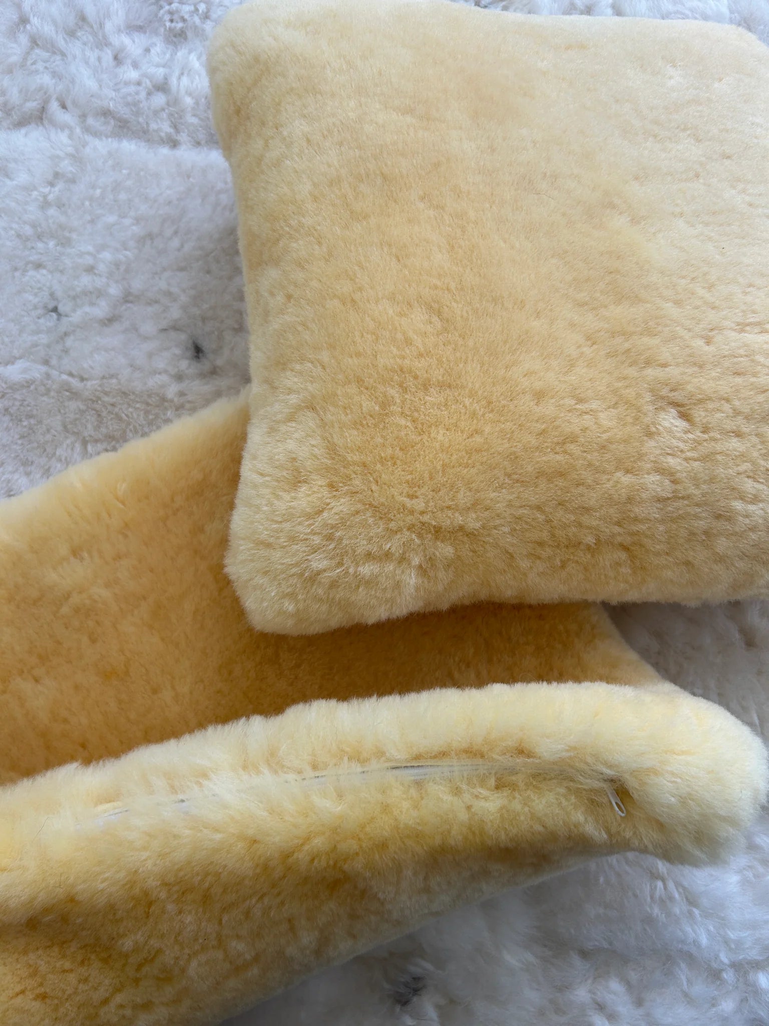 Close-up and side view of double sided medical sheepskin pillowcase