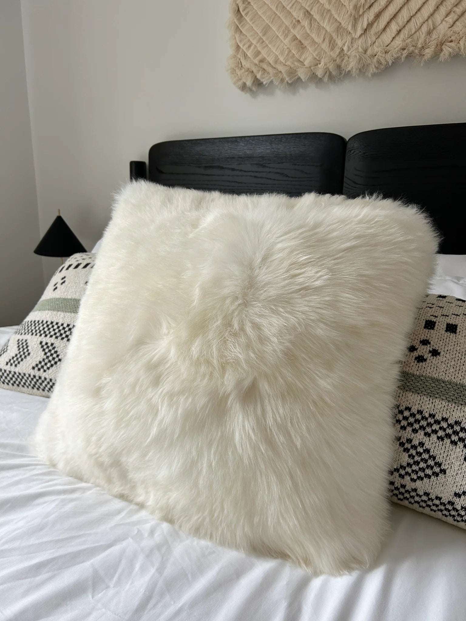 Double sided ivory sheepskin pillowcase