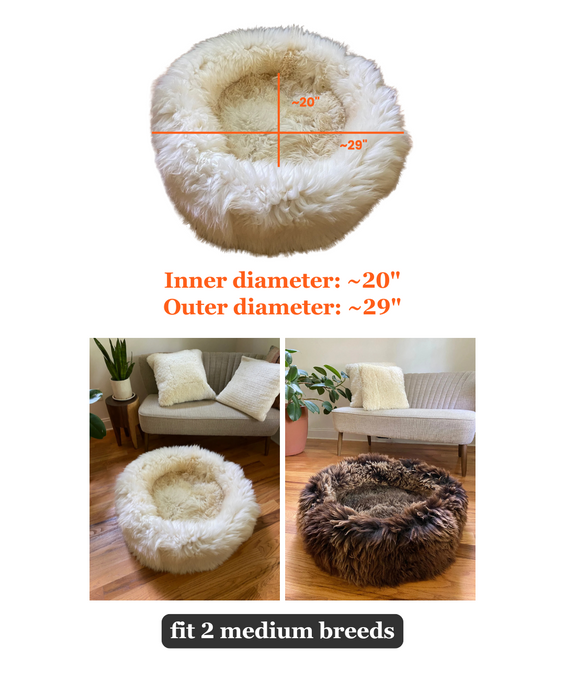 LARGE Ivory Sheepskin Pet Bed