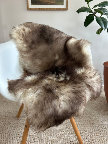Mixed Dark Brown and Ivory Sheepskin