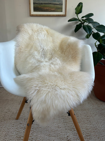 Creamy Ivory and Tan Sheepskin