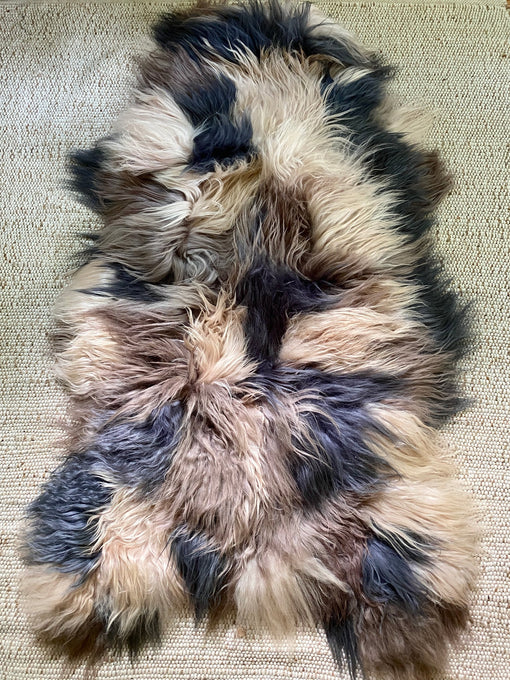 Top view of icelandic patchwork sheepskin 