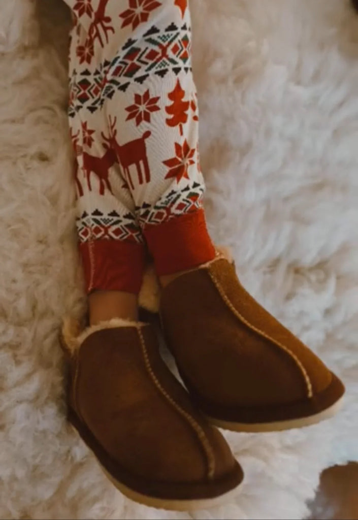 Pair of extra roomy genuine sheepskin slipper