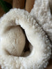 Inside view of extra warm sheepskin booties