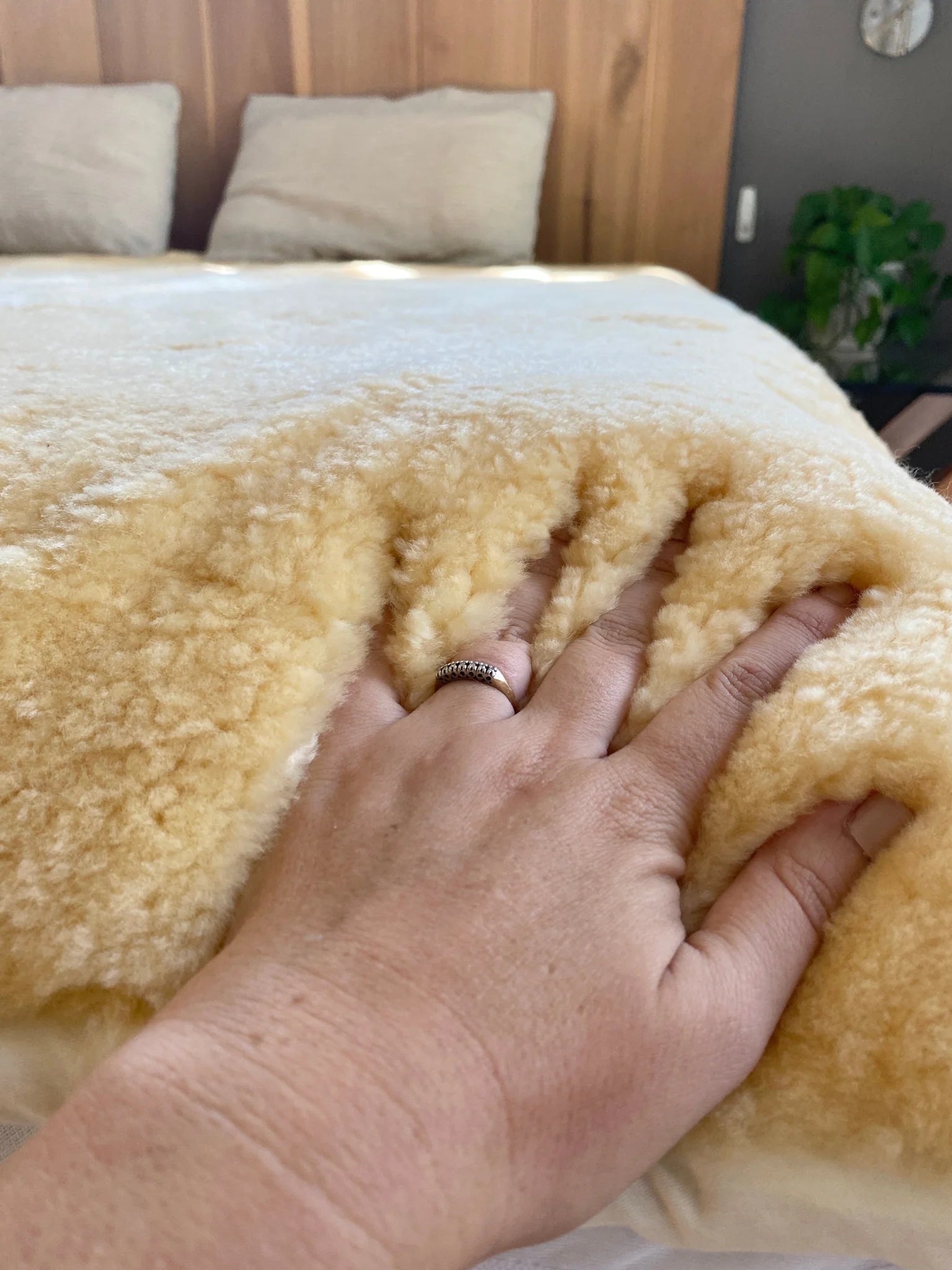Texture of medical sheepskin crib topper