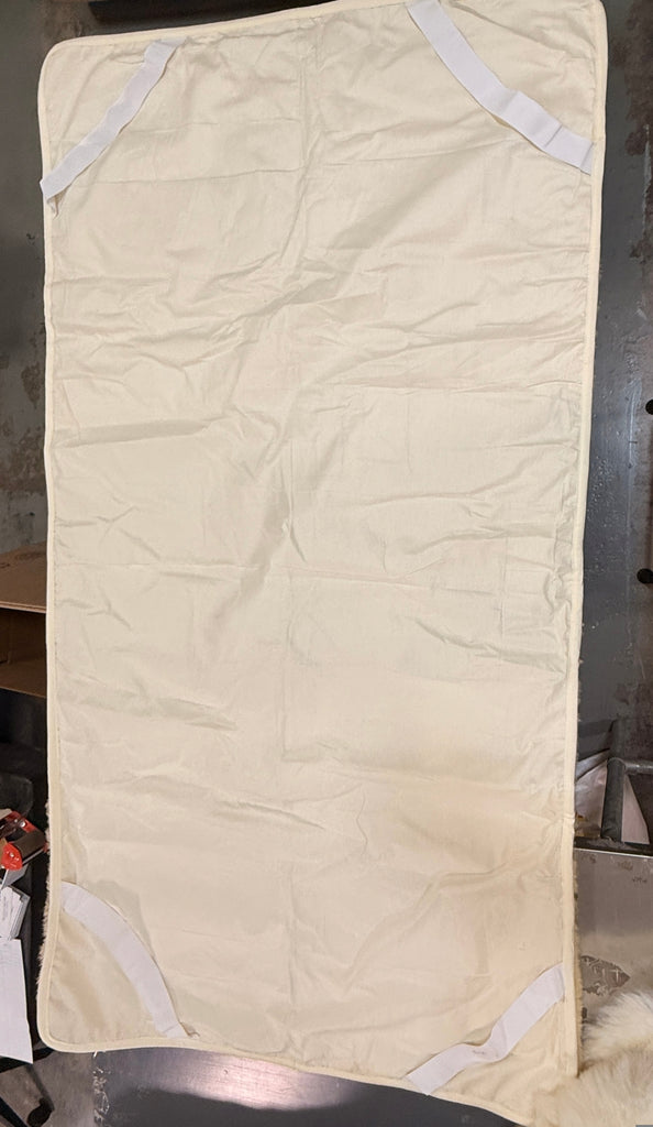 Rear-view of medical sheepskin crib topper