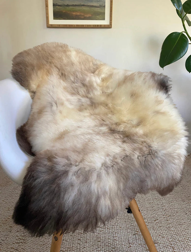 mixed color super soft sheepskin over a chair 