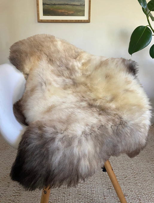 mixed color super soft sheepskin over a chair 