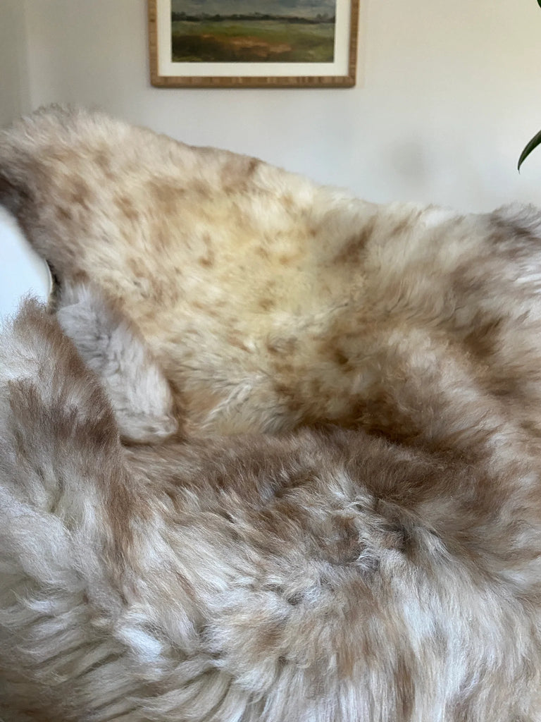 colse up of mixed color super soft sheepskin 