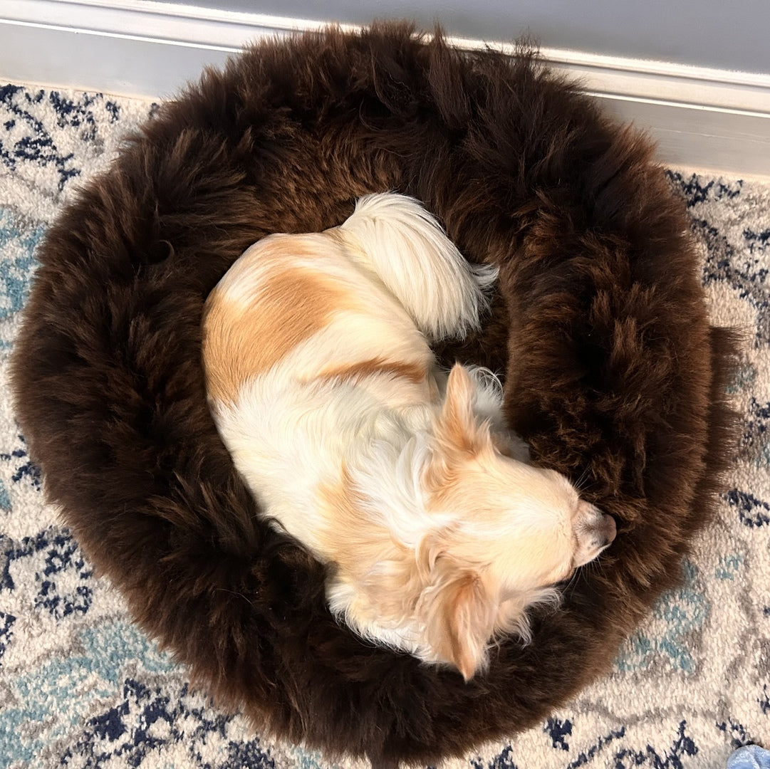 LARGE Plush Brown Sheepskin Pet Bed