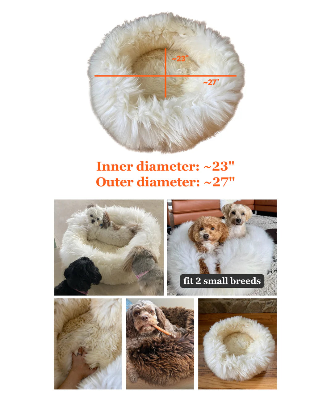 Measurement chart of a plush ivory animal snug