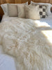 Close-up of plush quad pelt ivory sheepskin 
