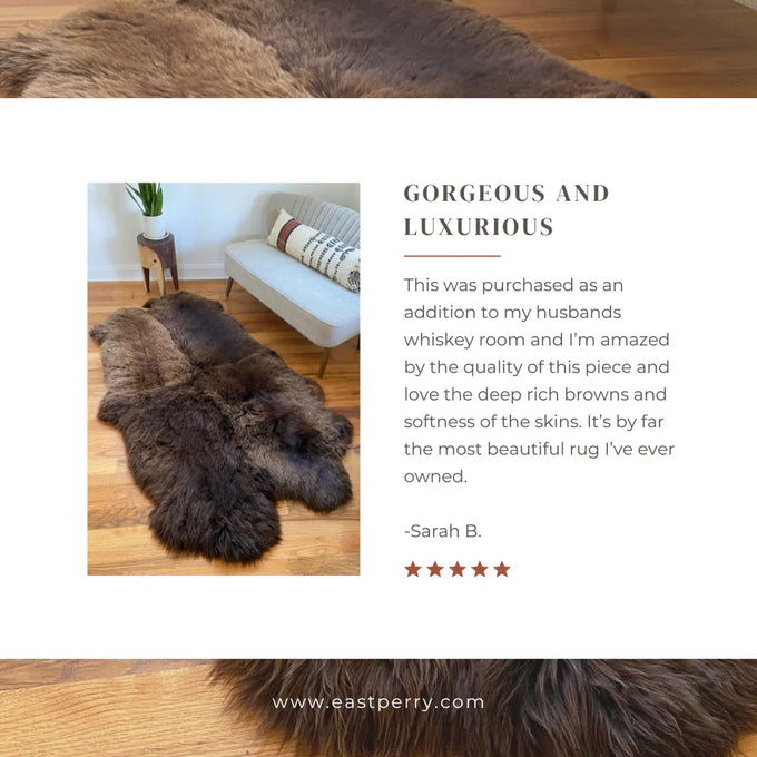 Plush rich brown sheepskin quad