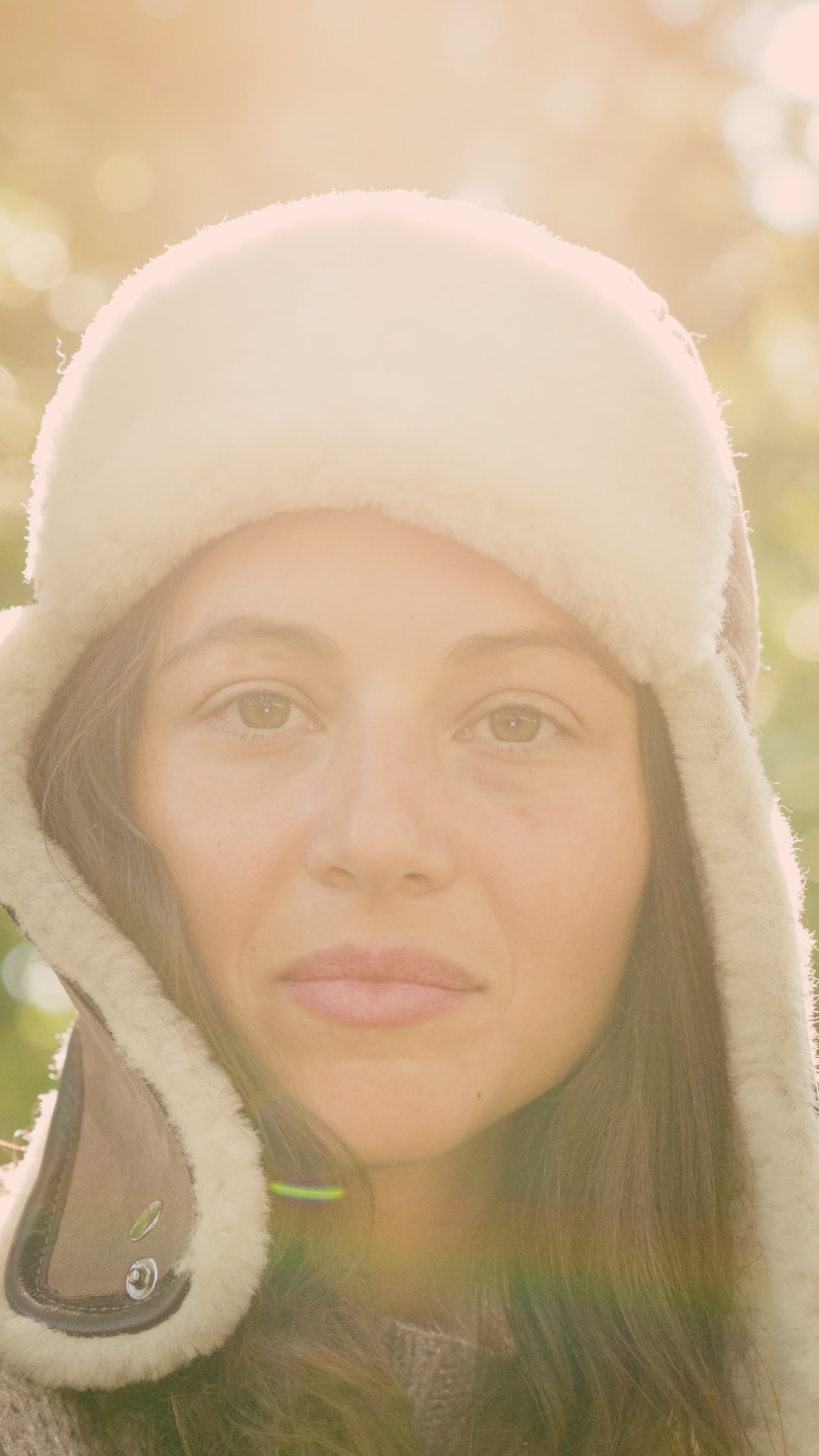 Sheepskin and Leather Pilot Hat in Walnut