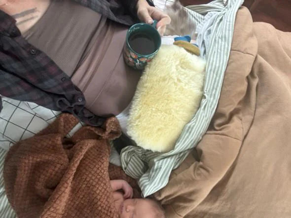 Sheepskin hot water bottle warmer