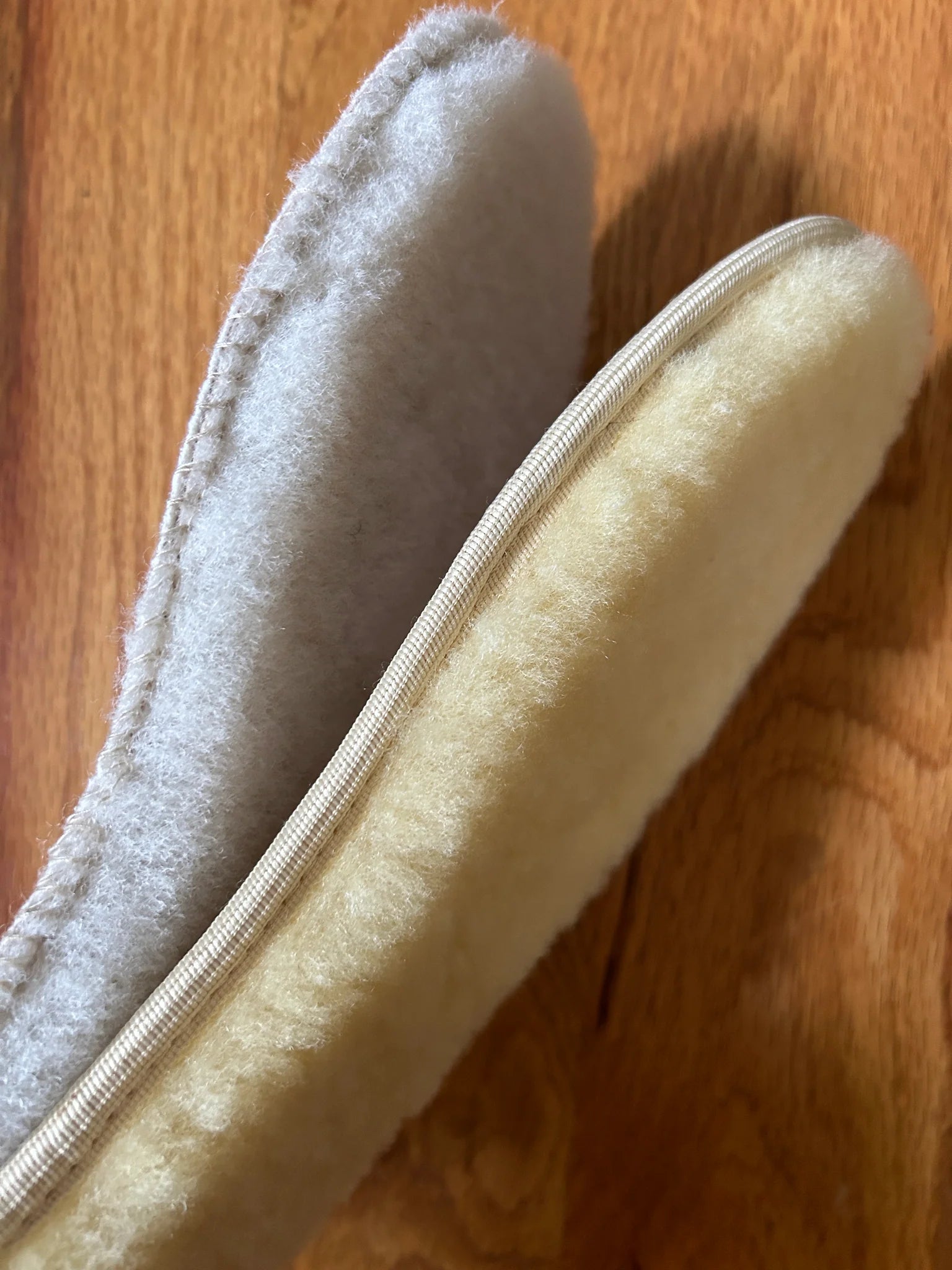 Close-up of a sheepskin insoles