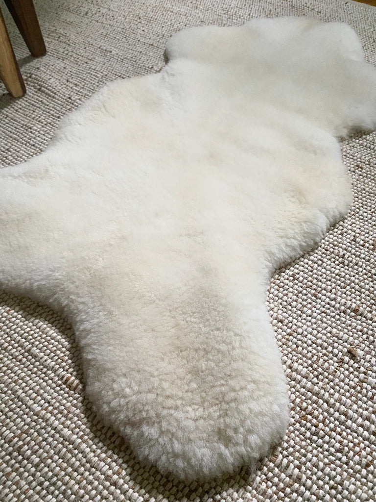 Side-view of short fur ivory sheepskin