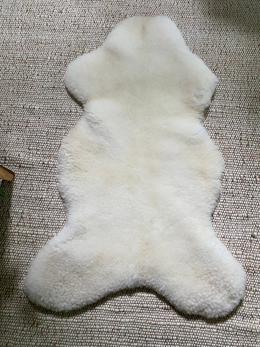 Top-view of short fur ivory sheepskin
