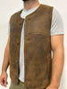 the rancher sheepskin vest worn by a person 