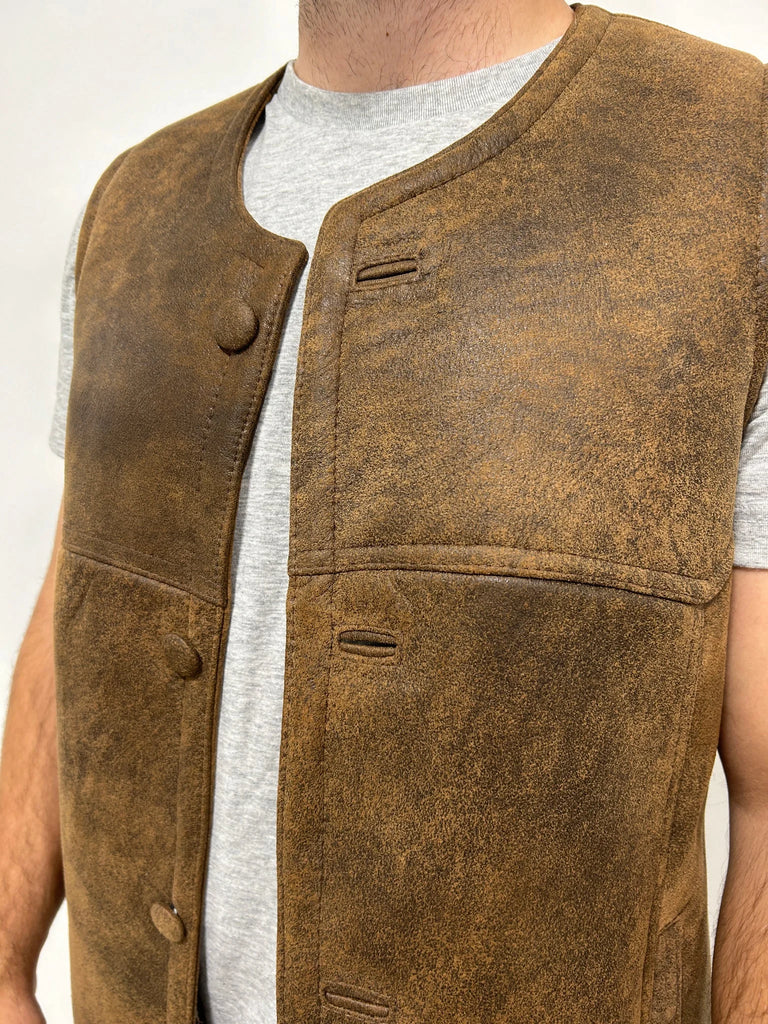 Close-up of the rancher sheepskin vest