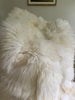 Close-up of Patchwork ivory sheepskin 