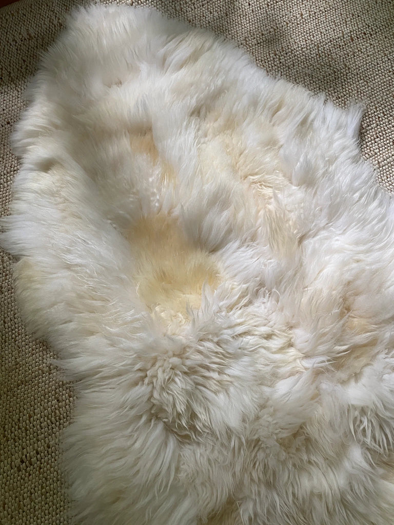 Top view of Patchwork ivory sheepskin 