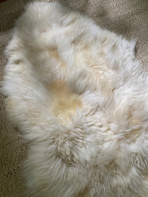 Top view of Patchwork ivory sheepskin 