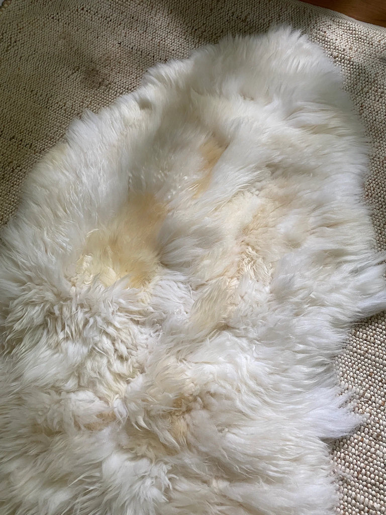 Top view of Patchwork ivory sheepskin 