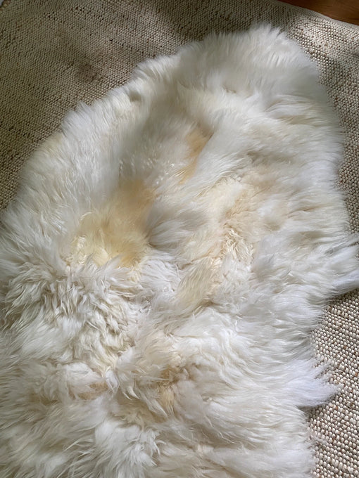 Top view of Patchwork ivory sheepskin 