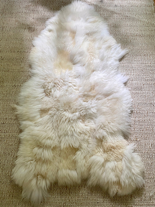 Top view of Patchwork ivory sheepskin 