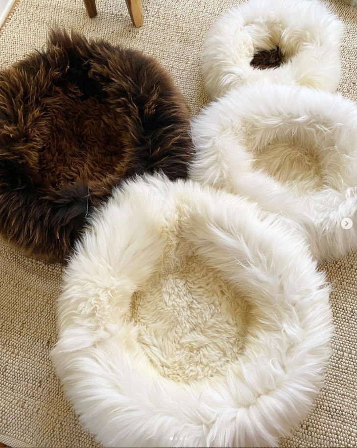 MEDIUM Plush Dark Brown Sheepskin Pet Bed