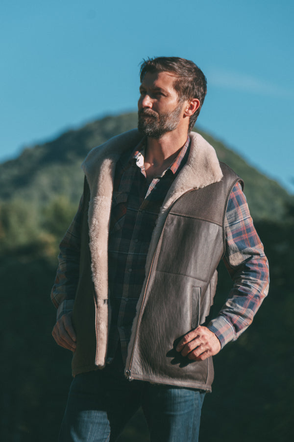 mens sheepskin vest