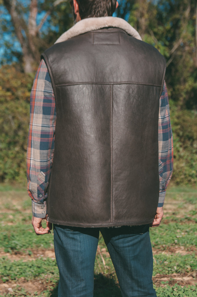 black sheepskin vest