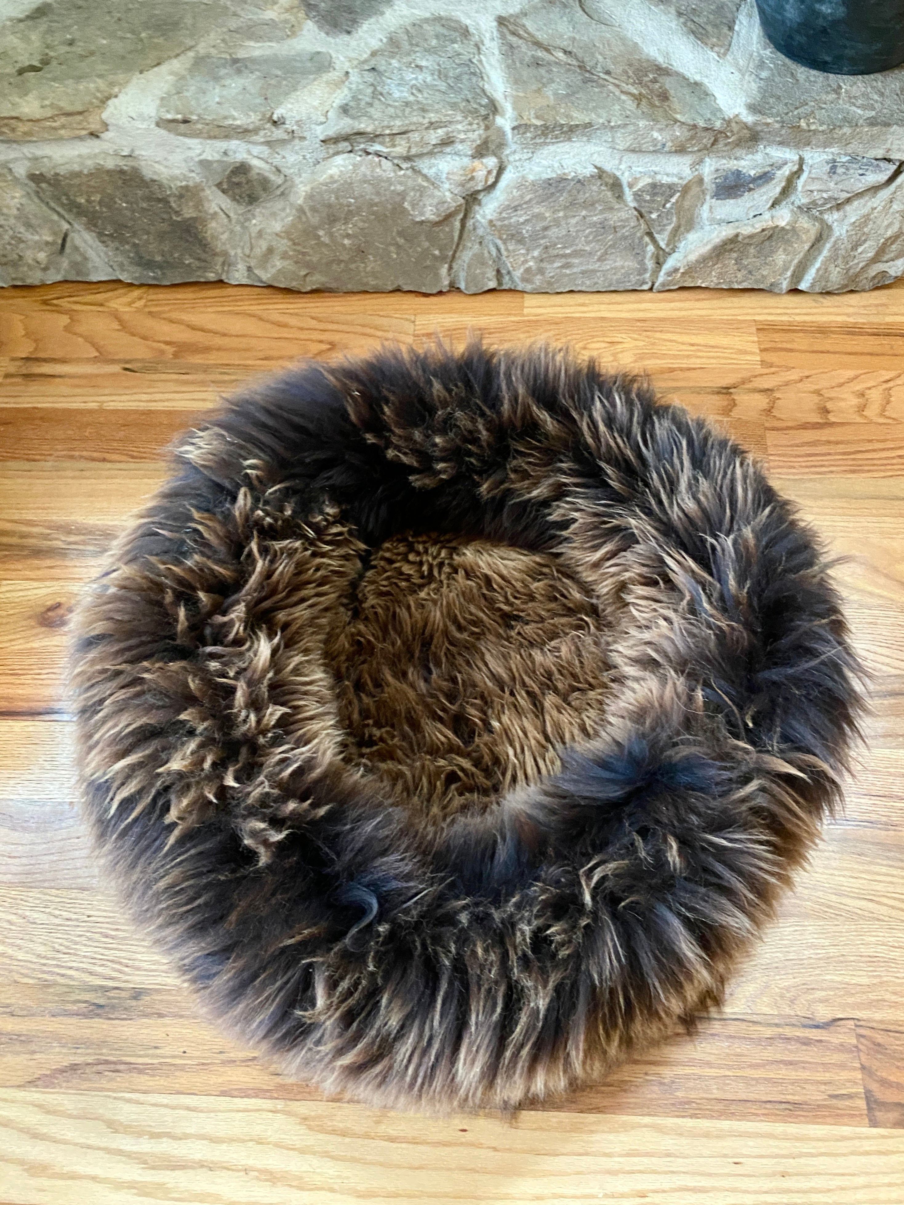 LARGE Plush Brown Sheepskin Pet Bed