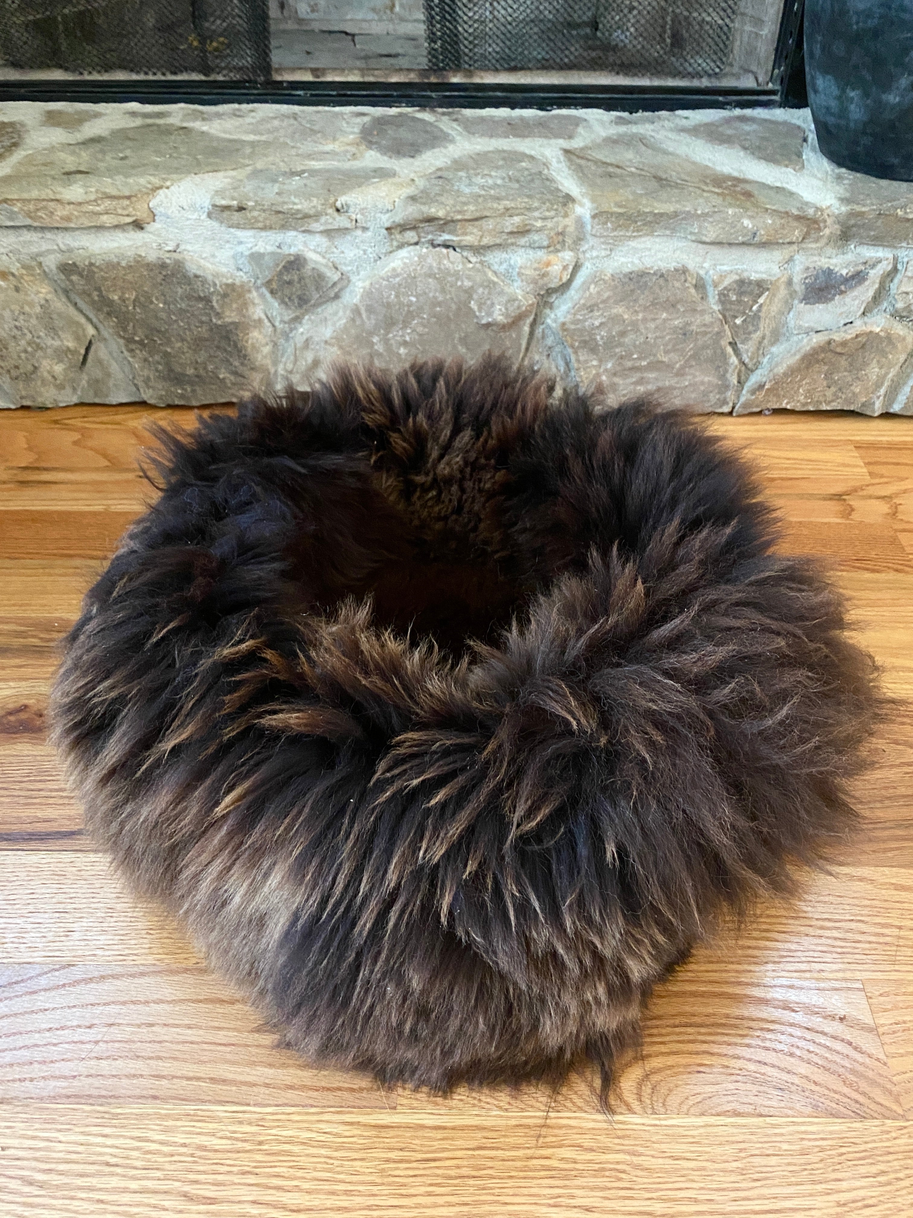 MEDIUM Plush Dark Brown Sheepskin Pet Bed