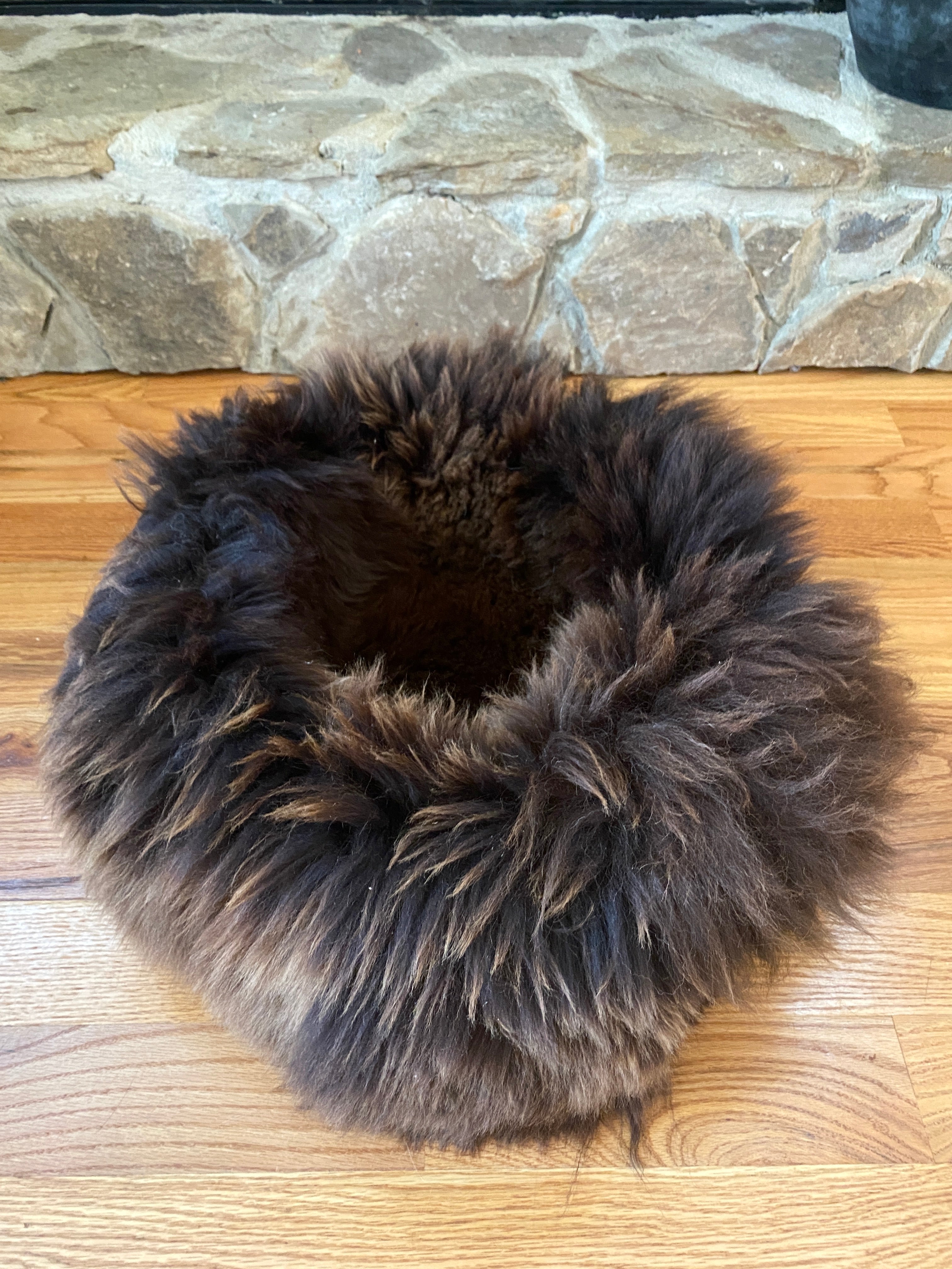 MEDIUM Plush Dark Brown Sheepskin Pet Bed