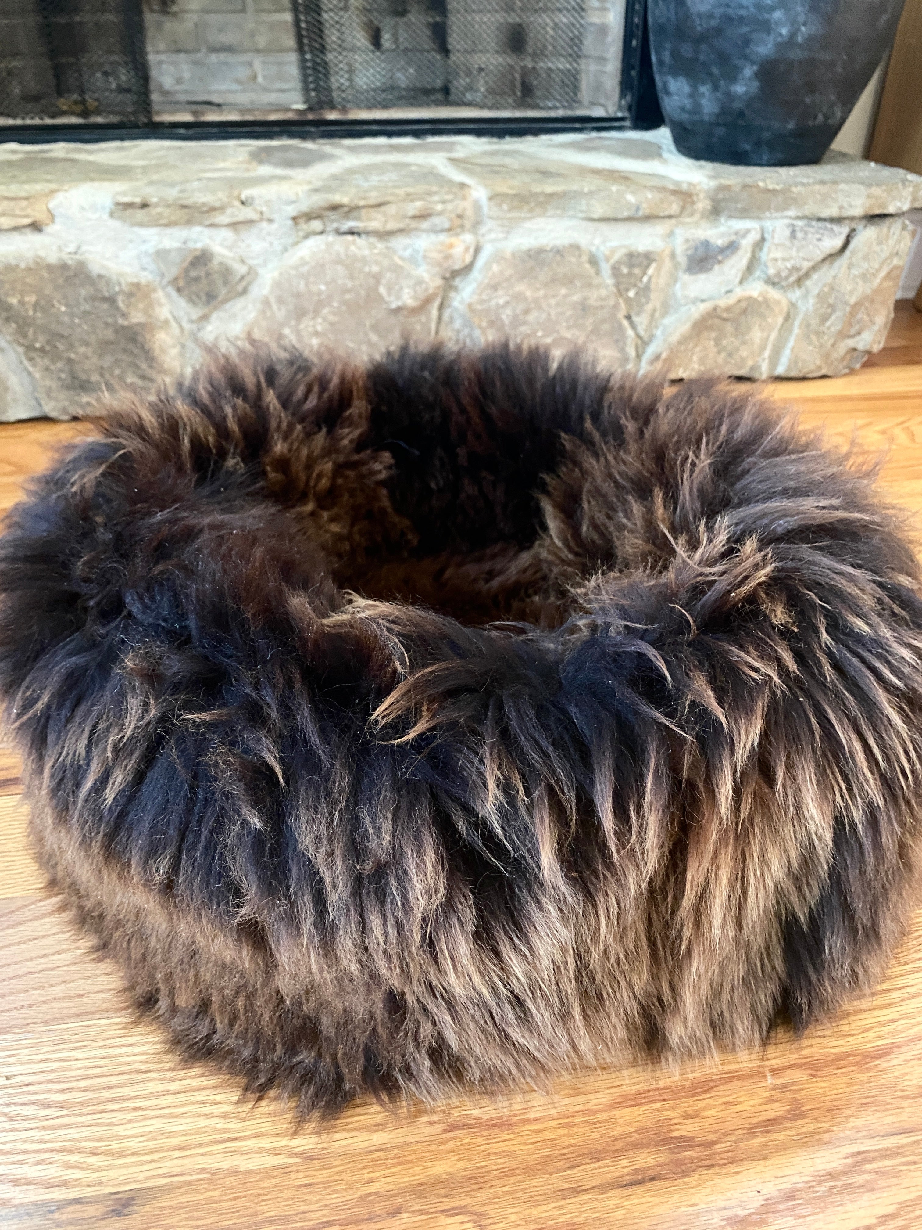 MEDIUM Plush Dark Brown Sheepskin Pet Bed