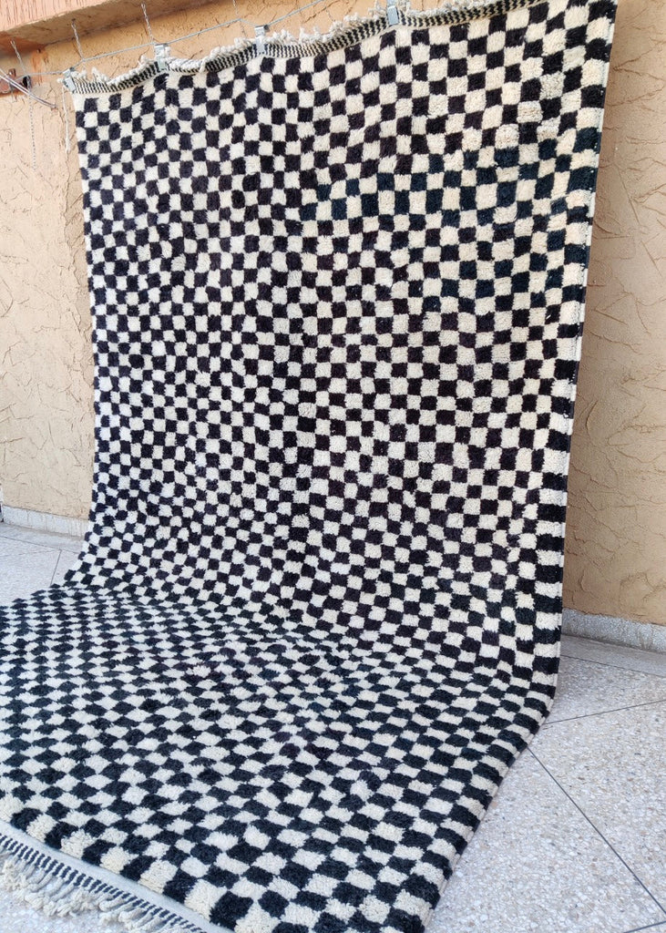 black and white checkered rug from Morocco 