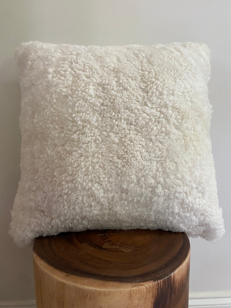 20 x 20 Ivory Shearling Sheepskin Pillow East Perry