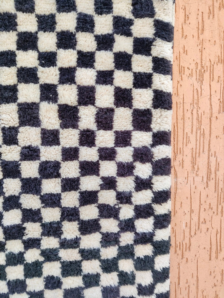 black and white checkered rug 